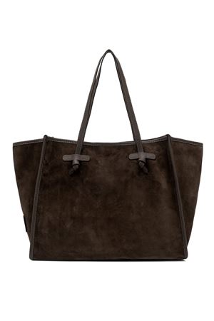 Marcella shopping bag dark brown suede leather GIANNI CHIARINI | BS8990CMPL2107